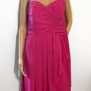 David Bridals solid pink pleaded dress size 12 strapless
